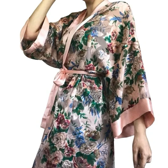 Vintage Victoria’s Secret Gold Label Sheer and Satin Robe O/S - Picture 3 of 10